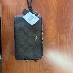 Coach Signature Black and Brown Wristlet